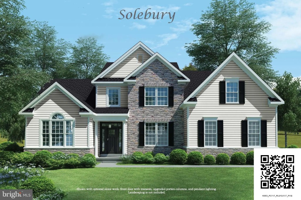 Solebury model home with yard-sign style QR for 6680 Point Pleasant Pike